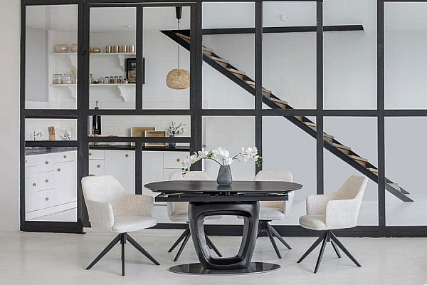 Керамічний стіл розкладний обідній Vetro Mebel TML-825 Неро маркіна-чорний-2