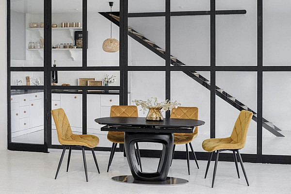 Керамічний стіл розкладний обідній Vetro Mebel TML-825 Неро маркіна-чорний-1