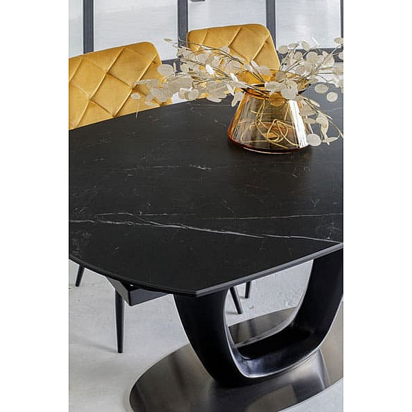 Керамічний стіл розкладний обідній Vetro Mebel TML-825 Неро маркіна-чорний-5