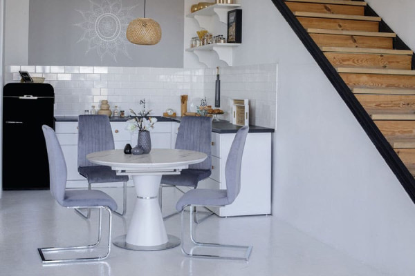 Керамічний стіл розкладний обідній Vetro Mebel TML-851 Білий мармур-4