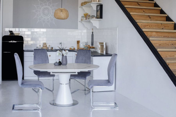 Керамічний стіл розкладний обідній Vetro Mebel TML-851 Білий мармур-5