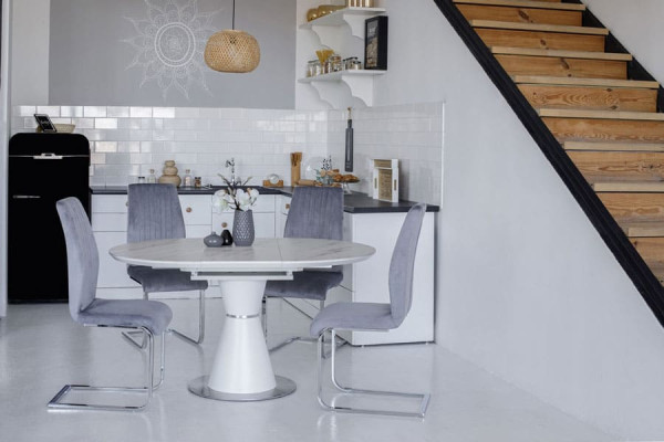 Керамічний стіл розкладний обідній Vetro Mebel TML-851 Білий мармур-6