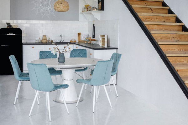 Керамічний стіл розкладний обідній Vetro Mebel TML-851 Білий мармур-1