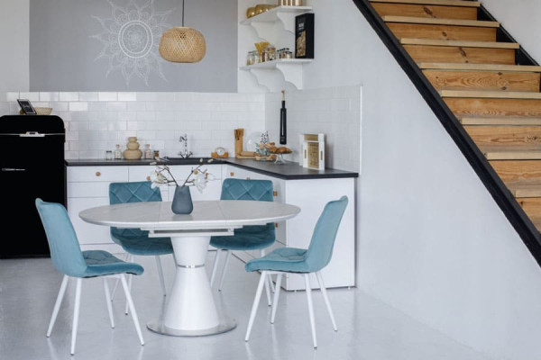 Керамічний стіл розкладний обідній Vetro Mebel TML-851 Білий мармур-2