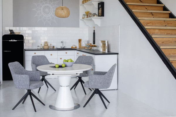 Керамічний стіл розкладний обідній Vetro Mebel TML-851 Білий мармур-9