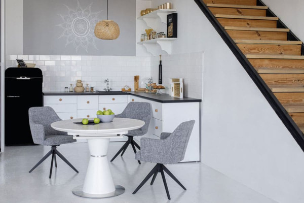 Керамічний стіл розкладний обідній Vetro Mebel TML-851 Білий мармур-10