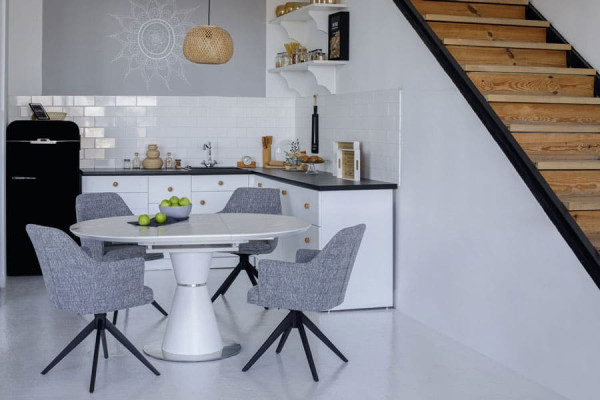 Керамічний стіл розкладний обідній Vetro Mebel TML-851 Білий мармур-11