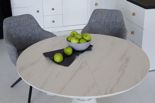 Керамічний стіл розкладний обідній Vetro Mebel TML-851 Білий мармур-12