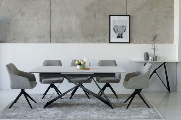 Керамічний стіл розкладний обідній Vetro Mebel Бруно TML-880 Білий мармур-чорний-8