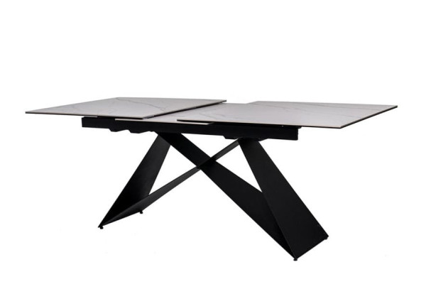 Керамічний стіл розкладний обідній Vetro Mebel Бруно TML-880 Білий мармур-чорний-12