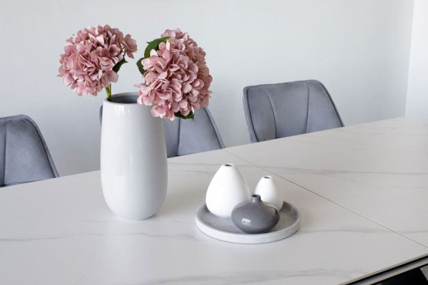 Керамічний стіл розкладний обідній Vetro Mebel Бруно TML-880 Білий мармур-чорний-10