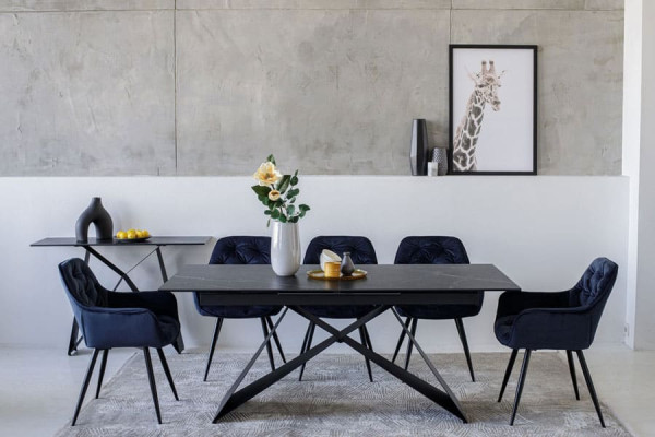 Керамический стол раскладной обеденный Vetro Mebel Бруно TML-880 Неро маркина-черный-1