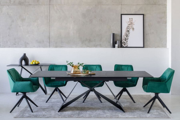 Керамический стол раскладной обеденный Vetro Mebel Бруно TML-880 Неро маркина-черный-2