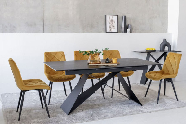 Керамический стол раскладной обеденный Vetro Mebel Бруно TML-880 Неро маркина-черный-3