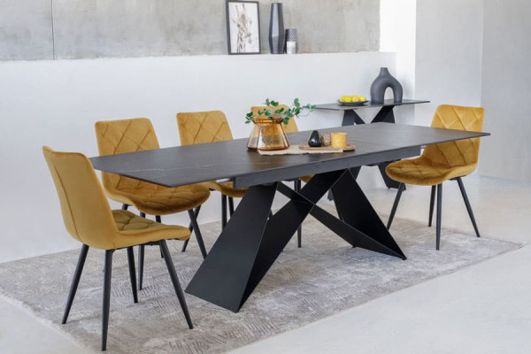 Керамический стол раскладной обеденный Vetro Mebel Бруно TML-880 Неро маркина-черный-4