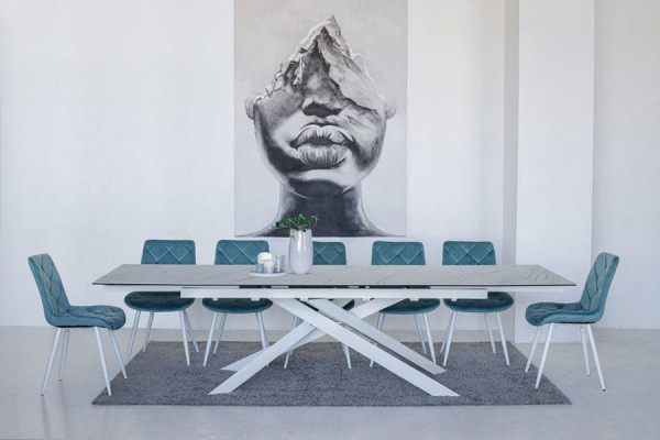 Керамічний стіл розкладний обідній Vetro Mebel TML-890 Бланко перлино-білий-4