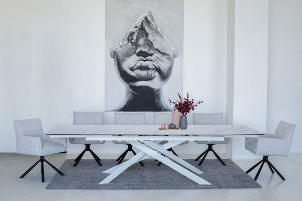 Керамічний стіл розкладний обідній Vetro Mebel TML-890 Бланко перлино-білий-3