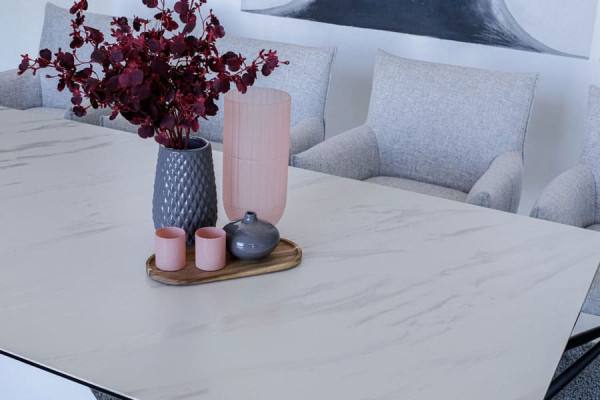 Керамічний стіл розкладний обідній Vetro Mebel TML-890 Бланко перлино-білий-6