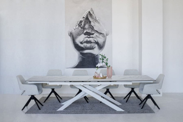 Керамічний стіл розкладний обідній Vetro Mebel TML-890 Бланко перлино-білий-1