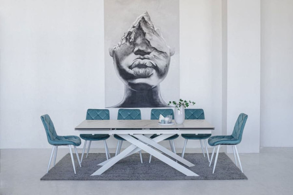 Керамічний стіл розкладний обідній Vetro Mebel TML-890 Бланко перлино-білий-2