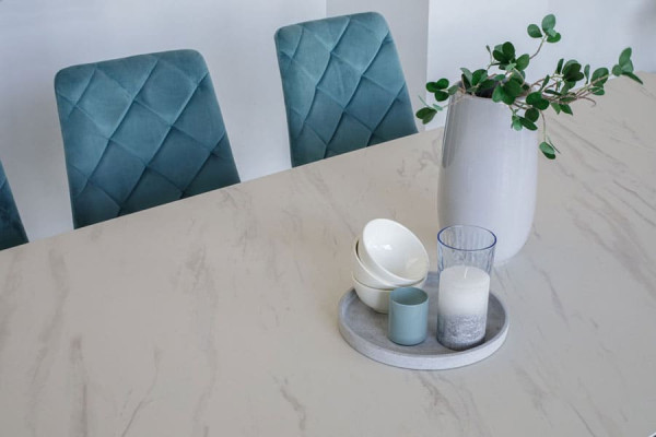 Керамічний стіл розкладний обідній Vetro Mebel TML-890 Бланко перлино-білий-8