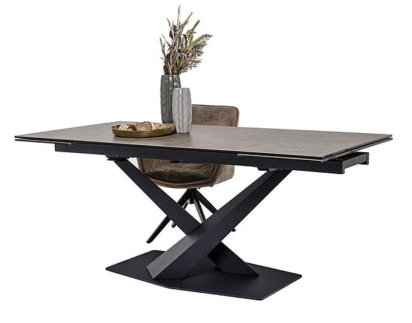 Керамічний стіл розкладний обідній Vetro Mebel TML-897 Гриджіо латте-чорний-14