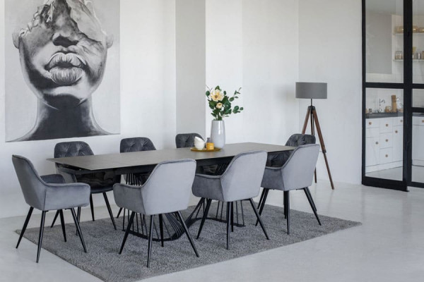 Керамический стол раскладной обеденный Vetro Mebel TML-900 Аливери грей-черный-18