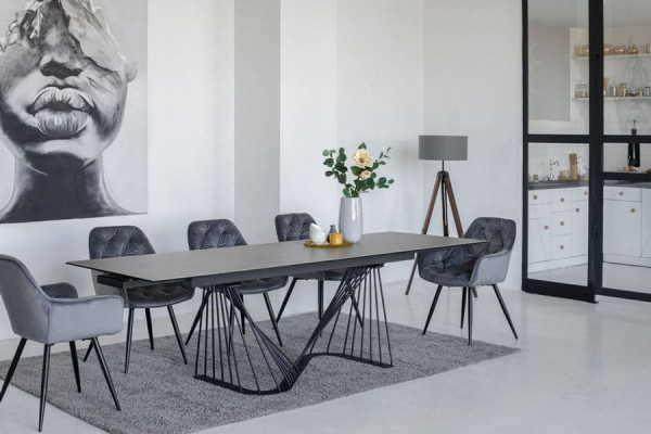 Керамический стол раскладной обеденный Vetro Mebel TML-900 Аливери грей-черный-17