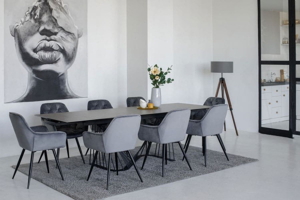 Керамический стол раскладной обеденный Vetro Mebel TML-900 Аливери грей-черный-16