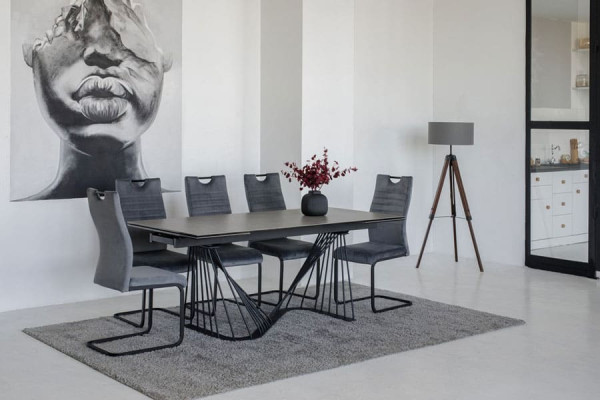 Керамический стол раскладной обеденный Vetro Mebel TML-900 Аливери грей-черный-15