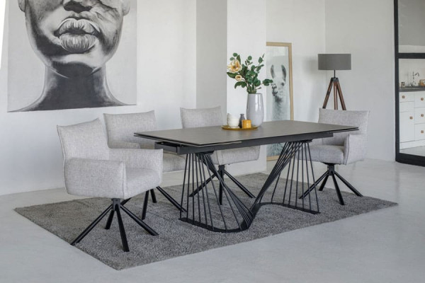 Керамический стол раскладной обеденный Vetro Mebel TML-900 Аливери грей-черный-11