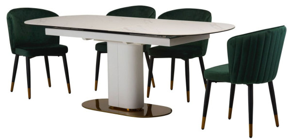Раскладной обеденный стол Vetro Mebel TML-828 Камео белый мрамор-15