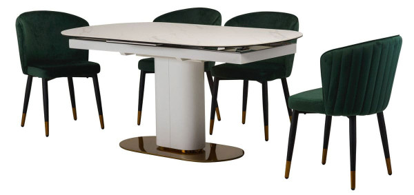 Раскладной обеденный стол Vetro Mebel TML-828 Камео белый мрамор-10