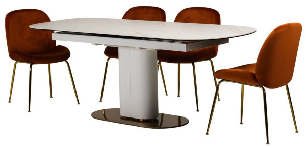 Раскладной обеденный стол Vetro Mebel TML-828 Камео белый мрамор-13