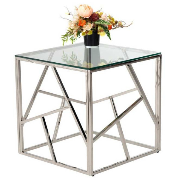 Журнальний стіл Vetro Mebel CF-2 Прозорий - срібло-2