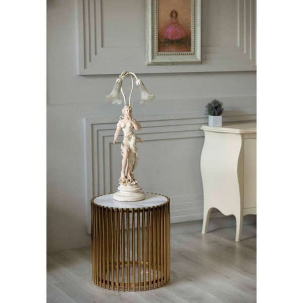 Журнальный стол Vetro Mebel CJ-1 Белый мрамор - золото-0