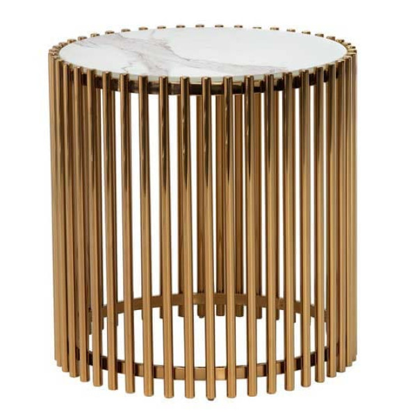 Журнальный стол Vetro Mebel CJ-1 Белый мрамор - золото-2