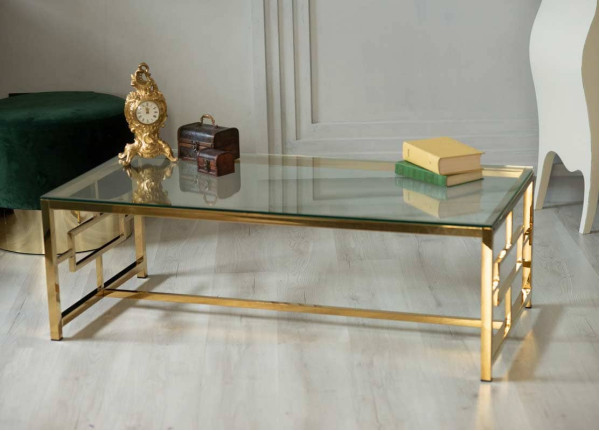 Журнальний стіл Vetro Mebel CL-1 Прозорий – золото-0