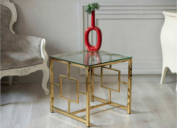 Журнальний стіл Vetro Mebel CL-2 Прозорий - золото-0