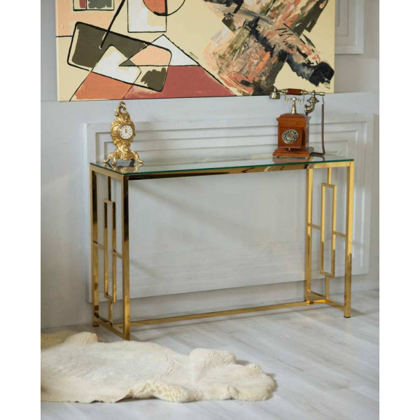 Консоль Vetro Mebel CL-3 Прозрачный - золото-0