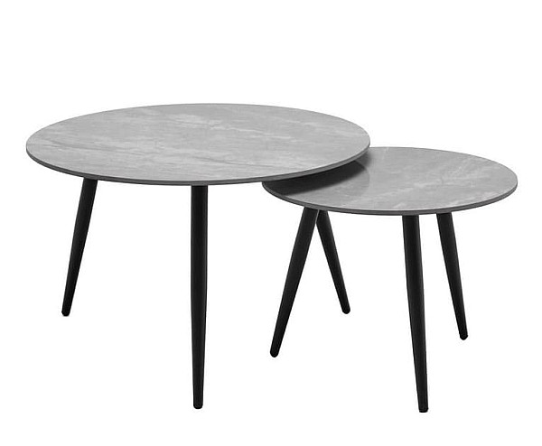 Комплект журнальных столов Vetro Mebel CT-30 Беатрис ребекка грей-черный-2