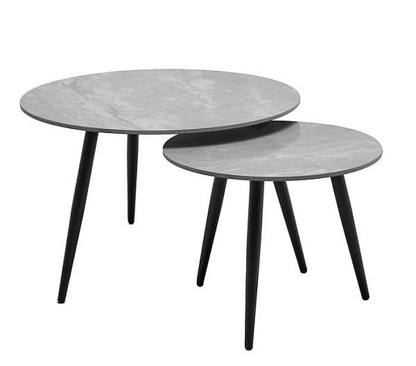 Комплект журнальных столов Vetro Mebel CT-30 Беатрис ребекка грей-черный-3