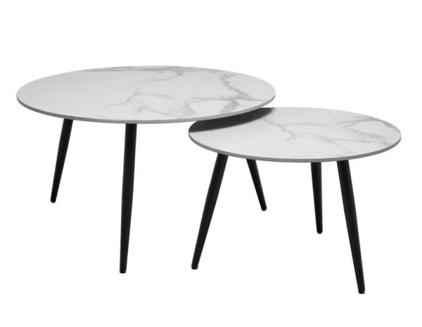 Комплект журнальных столов Vetro Mebel CT-31 Беатрис вайт клауд-черный-1