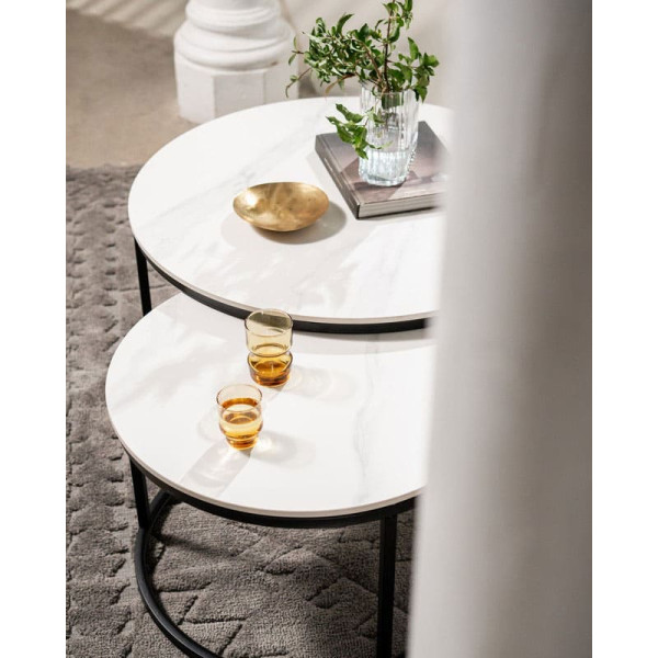 Комплект журнальных столов Vetro Mebel CT-35 Лоренза каса вайт-черный-2