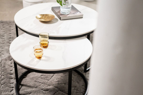 Комплект журнальных столов Vetro Mebel CT-35 Лоренза каса вайт-черный-3