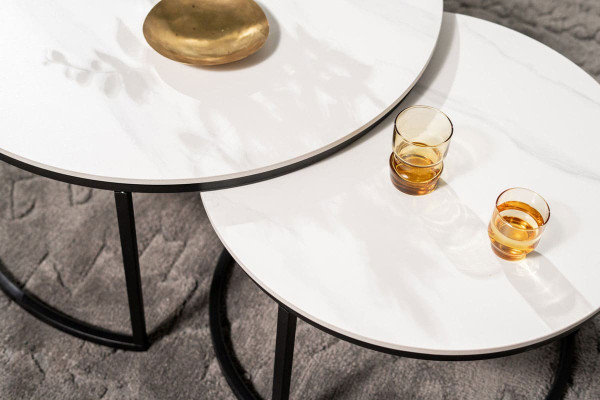 Комплект журнальных столов Vetro Mebel CT-35 Лоренза каса вайт-черный-4