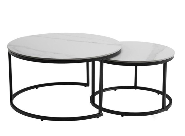Комплект журнальных столов Vetro Mebel CT-35 Лоренза каса вайт-черный-6