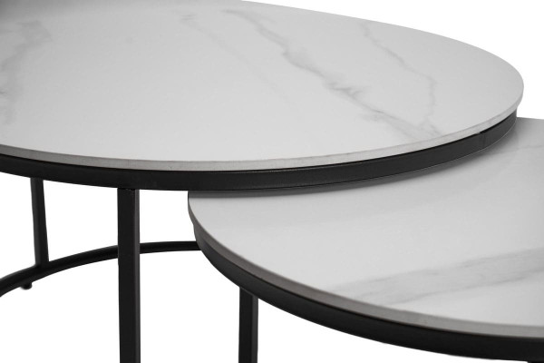 Комплект журнальных столов Vetro Mebel CT-35 Лоренза каса вайт-черный-7