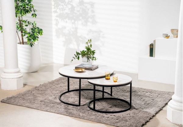 Комплект журнальных столов Vetro Mebel CT-35 Лоренза каса вайт-черный-12