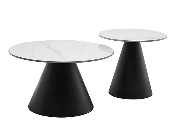 Комплект журнальних столів Vetro Mebel CT-40 Рокко білий мармур-чорний-1